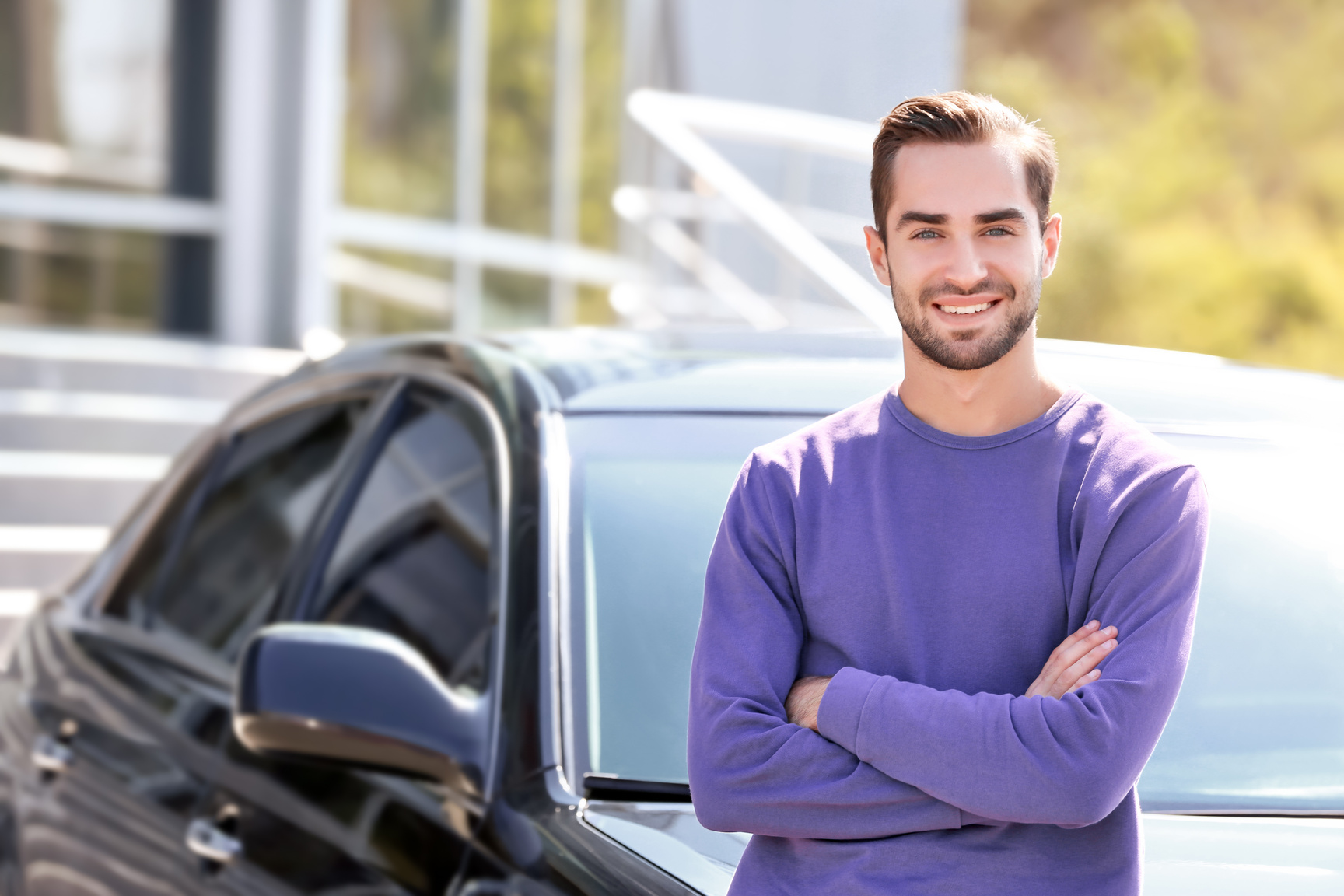 Handsome Young Man Near Car Outdoors